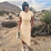 4Asymmetric Pure Color Short Sleeve Maxi Dress