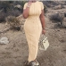 5Asymmetric Pure Color Short Sleeve Maxi Dress
