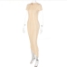 6Asymmetric Pure Color Short Sleeve Maxi Dress