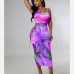 4Asymmetric Tie Dye One Shoulder Maxi Dress