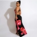 3Backless Slit Printed Sleeveless Maxi Dresses For Women