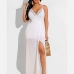 4Backless White Tie Wrap Sleeveless Maxi Dress