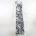 7Beach Vacation Zebra Printed Slit Backless Maxi Dress