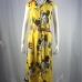 12Bohemian Vintage Print Tie Wrap Maxi Dress