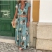 14Bohemian Vintage Print Tie Wrap Maxi Dress
