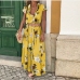 16Bohemian Vintage Print Tie Wrap Maxi Dress