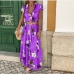 6Bohemian Vintage Print Tie Wrap Maxi Dress