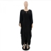 5Casual Black Loose Bat Sleeve  Maxi Dress