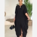 1Casual Black Loose Bat Sleeve  Maxi Dress