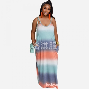 Casual Gradient Color Sleeveless Maxi Dress