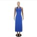 19Casual V Neck Halter Loose Backless Maxi Dress