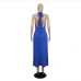 21Casual V Neck Halter Loose Backless Maxi Dress