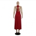 27Casual V Neck Halter Loose Backless Maxi Dress