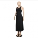 32Casual V Neck Halter Loose Backless Maxi Dress