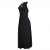 35Casual V Neck Halter Loose Backless Maxi Dress