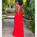 7Casual V Neck Halter Loose Backless Maxi Dress