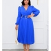 4Casual V Neck Pleated Long Sleeve Maxi Dress