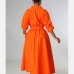 6Chic Solid Polo Collar Long Sleeve Maxi Dress