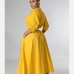 8Chic Solid Polo Collar Long Sleeve Maxi Dress