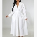 10Chic Solid Polo Collar Long Sleeve Maxi Dress