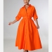 1Chic Solid Polo Collar Long Sleeve Maxi Dress