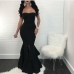 11Chic Strapless Ruffles Slit Sleeveless Maxi Dress