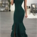 1Chic Strapless Ruffles Slit Sleeveless Maxi Dress