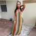 3Color Block Striped Strapless Maxi Dresses For Women