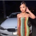 5Color Block Striped Strapless Maxi Dresses For Women
