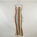6Color Block Striped Strapless Maxi Dresses For Women