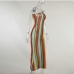 7Color Block Striped Strapless Maxi Dresses For Women