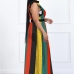 5Colourful Mesh Perspective Ruffles Sleeve Maxi Dress