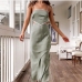 1Contrast Color Sleeveless Hollow Out Maxi Dress