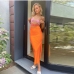 4Contrast Color Strapless Hollow Out Maxi Dress