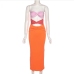 7Contrast Color Strapless Hollow Out Maxi Dress