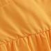 8Crew Neck Orange Pleated Short Sleeve Maxi Dress