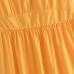 9Crew Neck Orange Pleated Short Sleeve Maxi Dress