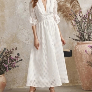 Deep V Flare Short Sleeve Elegant Maxi Dresses