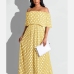 1Dots Chiffon  Off The Shoulder Maxi Dress