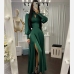 3Elegant Gigot Sleeve Slit Maxi Dresses