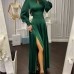 1Elegant Gigot Sleeve Slit Maxi Dresses