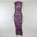 3Elegant Printed Gauze Sleeveless Maxi Dresses For Women