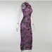 4Elegant Printed Gauze Sleeveless Maxi Dresses For Women