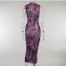 5Elegant Printed Gauze Sleeveless Maxi Dresses For Women