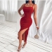 3Elegant Red Backless High Slit Maxi Dresses