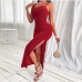 4Elegant Red Backless High Slit Maxi Dresses