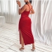 5Elegant Red Backless High Slit Maxi Dresses