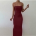 10Elegant Solid Slim Fitted Spaghetti Strap Maxi Dresses