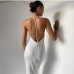 5Elegant White Open Back White Evening Maxi Dress