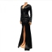 12Elegant v Neck Ruched Long Sleeve Evening Maxi Dress